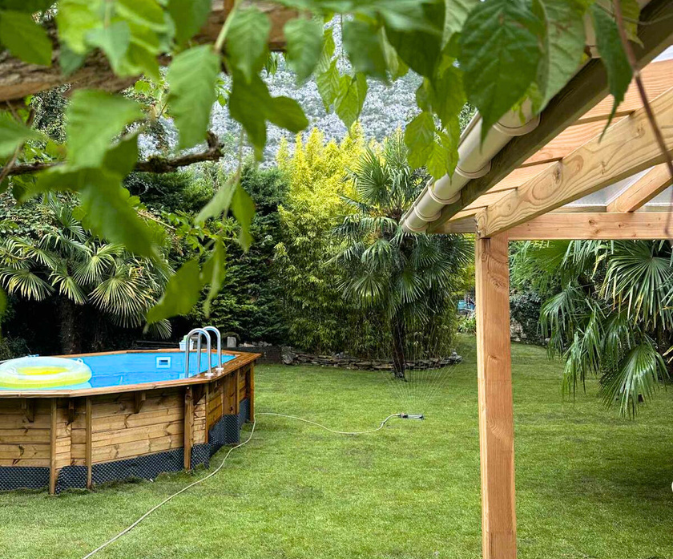 jardin piscine gazon placage